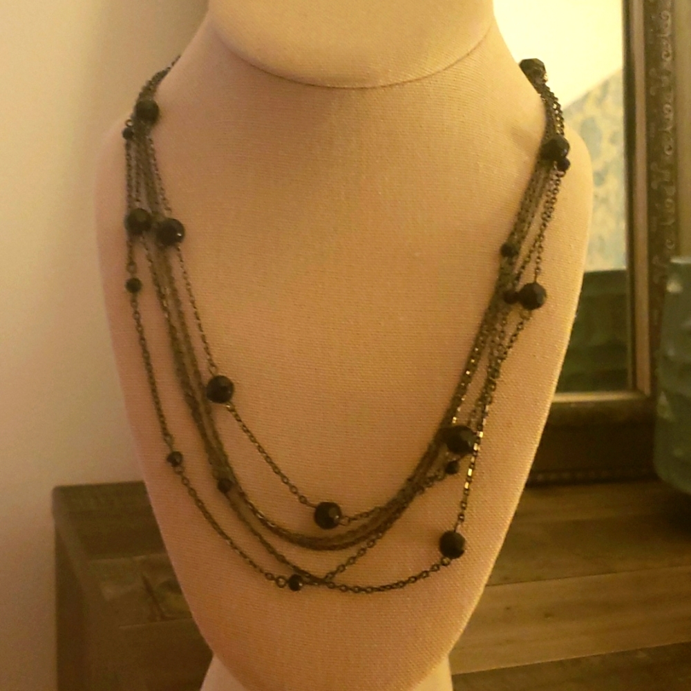Lane Bryant 34" silver and black bead necklace